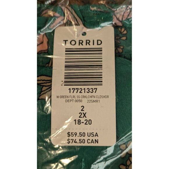 Torrid Womens Plus Size 2 Cold Shoulder Halter Top Crinkle Chiffon Floral Green - Picture 6 of 7